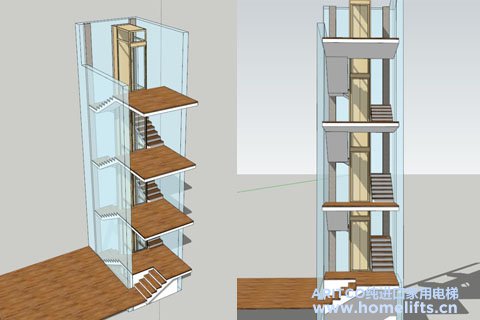 在楼梯中间安装家用电梯